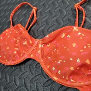 NWT No Boundaries Orange Floral Underwire Bikini Top XS 0-2